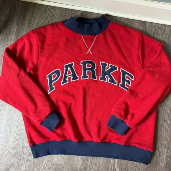 Parke Varsity Red and Navy Sweatshirt NWT - Picture 1 of 9